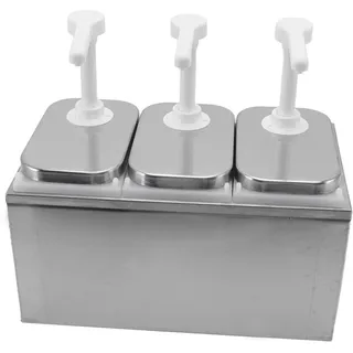 Soßenspender, Saucenspender mit 2L Dreifachpumpe für Senf und Honig | für Milch und Béchamelsauce, Ideal für Mayonnaise und Ketchup in der Küche, Robuste Edelstahl