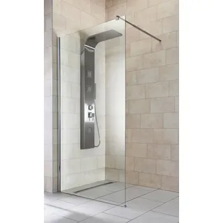 welltime Walk-in-Dusche Tropea light, Einscheibensicherheitsglas, Inklusive verstellbarem Wandarm silberfarben 100 cm x 190 cm