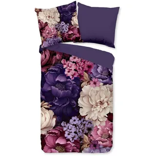 Muller Textil Triade Blume Mikrofaser Lila 135 x 200 cm + 2 x 80 x 80 cm