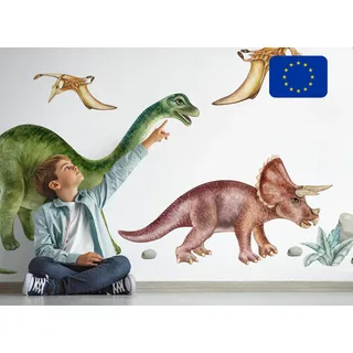 Osomhome Dino Wandtattoo Dinosaurier (240x180cm) I Wandsticker Dinosaurier | Dino Deco Kinderzimmer Junge & Mädchen | Brachiosaurus Stegosaurus T-rex Triceratops Spinosaurus Parasaurolophus os3266