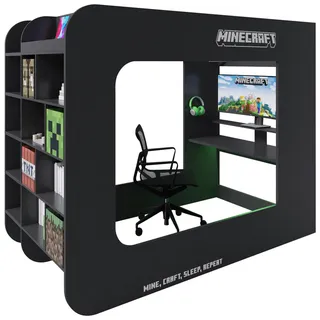 Minecraft Hochbett Minecraft 120 x 200 cm Holz schwarz