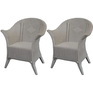 Set/2 Extra breiter Rattansessel Rattanstuhl Lounge Korbsessel Korbsessel Weiss