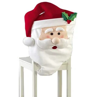 Molinter Stuhlhusse Weihnachten Stuhlüberzug Stuhlbezug Nikolaus Stuhlabdeckung für Weihnachtstisch Esszimmer Haus Dekoration (Weihnachtsmann)