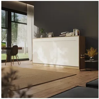 SMARTBett Schrankbett Standard 90x200 cm, 120x200 cm, 140x200 cm Wildeiche/ Weiß Klappbett horizontal/ quer, Gasdruckfedern