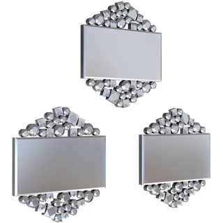 DekoArte - 3 Teiliger Wandspiegel Diamond HEX 30x26 cm Originelles und Elegantes Wanddekor