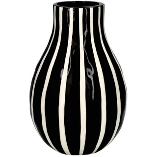 Giftcompany Dekovase Artisan Vase gestreift L schwarz/weiß 15,6cm (Vasen) bunt|schwarz
