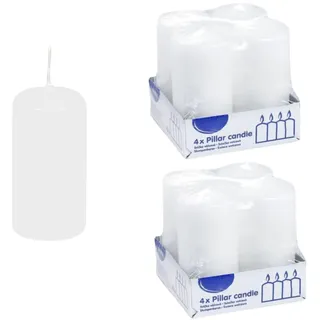 DeinPack 8 Stumpenkerzen weiß HORECA | Ø 4 x 8 cm | Brenndauer: ca. 10 Stunden | Hochwertige Stumpenkerze | Adventskerzen | für Gastronomie, Hotels, Kirchen- Hochzeiten & Feierlichkeiten