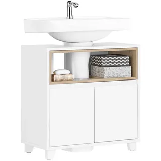 SoBuy Waschbeckenunterschrank mit 2 Türen Weiß 60x30x60cm Modern