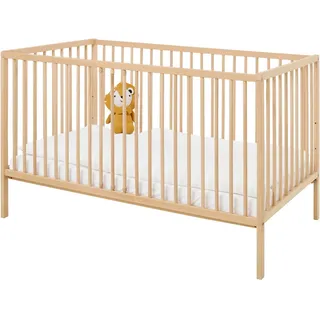 Pinolino Gitterbett Pinolino Hanna, Buche, Holz, Buche, vollmassiv, 75x85x144 cm, höhenverstellbar, Sprossen mit Normabstand, Aufbauanleitung im Karton, Lattenrost inklusive, Schlupfsprossen, Babymöbel, Babybetten, Gitterbett