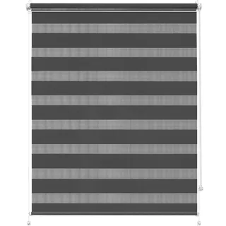 Rettika Doppelrollo Klemmfix ohne Bohren – Anthrazit – Breite 135 cm, Höhe 120 cm – Duo Rollo für Innenräume, Sichtschutz Fensterrollo mit Lichtregulierung