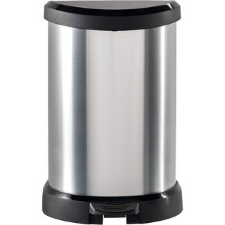 Curver Decobin Metal Abfallbehälter Deco 20L in schwarz/Silber metallic, Plastik, 30.3 x 26.8 x 44.8 cm