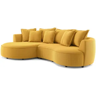 Ecksofa - mustard - Samt - 287 cm - Recamiere links Sofa Wohnlandschaft Couch