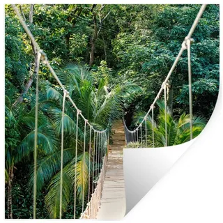 MuchoWow Wandsticker Dschungel - Palme - Brücke - Natur - Pflanzen (1 St), Wandaufkleber, Selbstklebend, Wohnzimmer, 100x100 cm bunt 100 cm x 100 cm x 0.1 cm