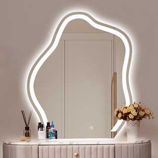 Badezimmerspiegel Wandspiegel mit LED-Licht, unregelmäßiger Wandspiegel, HD Make-up-Spiegel, dekorativer Spiegel, asymmetrisch, modern, Kosmetikspiegel für Wohnzimmer, Badezimmer (Size : 70x9