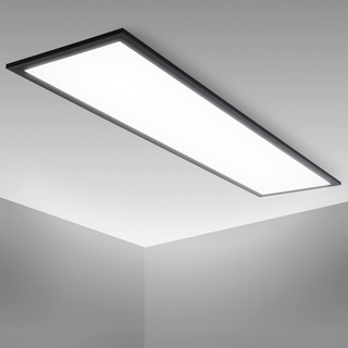 B.K.Licht - LED Deckenlampe ultraflach, mit neutralweißer Lichtfarbe, 22 Watt, 2300 Lumen, LED Panel, LED Deckenleuchte, Lampe, Wohnzimmerlampe, Schlafzimmerlampe, 100x25x6,5 cm, Schwarz