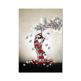 WSJIJY Leinwanddruck Leinwandgemälde, Dekoration, Wandkunst, Bilder Für Schlafzimmer, Heimdekoration, Japanische Shibari-Kunstdrucke, Geisha-Frau, Poster, Geschenk, 50 X 70 cm, Ohne Rahmen