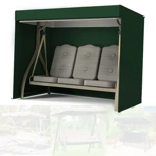 Abdeckung Hollywoodschaukel Wasserdicht, Abdeckplane Hollywoodschaukel SPXMQSS Staubdicht, SchutzhüLle Hollywoodschaukel Sonnenschutz Mit 2 ReißVerschlüSsen FüR Gartenschaukeln Green,220*145*170CM