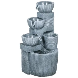 Outsunny Gartenbrunnen, Springbrunnen mit 4 Stufen, Solar Wasserbrunnen mit LED-Beleuchtung, Zierbrunnen für Gartenteich, Balkon, Kunstharz, 31 x