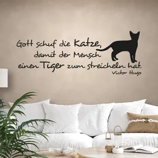 GRAZDesign Wandtattoo Wohnzimmer Sprüche Katze lustig, Wanddeko Schlafzimmer, Wand Deko, Wandaufkleber - 83x30cm / 070 schwarz