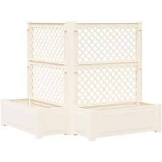 vidaXL Großer Pflanzer mit Rankgitter 143 x 143 x 133,5 cm Weiß