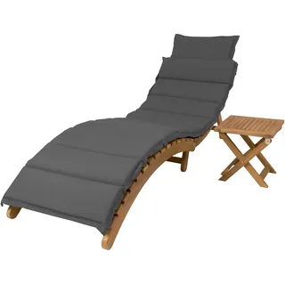 BELLAVISTA Gartenliege Catania-Set, klappbar, Akazie - Relaxliege - Outdoor Liege - Gartenliege für den Außenbereich - 186x 75x 88cm - Akazienholz 100% - Massivholz - doppelfarbige Wende-Auflage