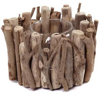 creedwood Windlicht, Natur Holz, 17x12x17 cm, Dekoration, Windlichter | Laternen, Windlichter