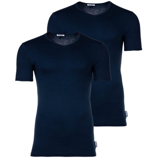 BIKKEMBERGS Herren T-Shirt, 2er Pack - BI-PACK T-SHIRT, Unterhemd, V-Ausschnitt, Cotton Stretch Marine M
