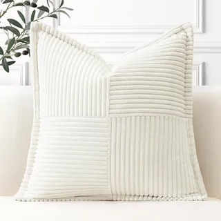 Artscope Ein Cord Kissenbezug Kordsamt Kissenhülle Zierkissenbezug 50x50 cm Dekokissen Sofakissen Couchkissen Dekorative Weiche Kissen für Sofa Wohnzimmer Zuhause Schlafzimmer, Creme Beige