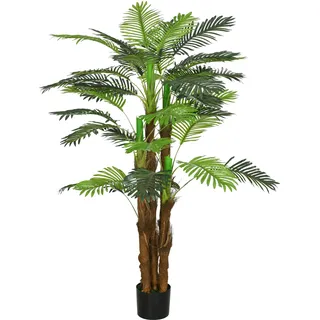 HOMCOM Künstliche Pflanzen, Kunst Palme, 160 cm Kunstpflanze mit 36 Zweige, Zimmerpflanze, Kunstbaum, Pflanze Deko für Indoor, Outdoor, Grün   Aosom