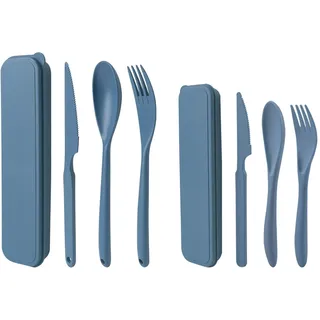 Noewmub Übergröße Plastik Besteck Mehrweg Set, 1 Set Reise Besteck mit Etui, Camping Besteck Set, Tragbare Utensilien, für Lunchbox, Schule, Picknick, Reisen, Camping oder den täglichen Gebrauch