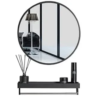 Best for Home Badspiegel Rundspiegel 80 cm mit Ablage – Schwarz, modern (Spiegel, 1-St., Einzelprodukt), Runde Form, integrierte Ablage, 80 cm Durchmesser schwarz