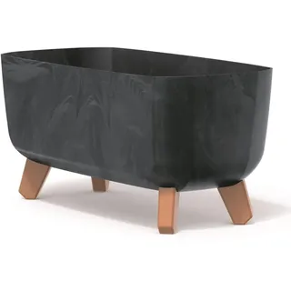 BirnePower Blumentopf Blumenkübel mit Füßen Pflanzkübel mit Pflanzeinsatz Beine Pflanzschale Beton Optik Blumenkasten für Balkon & Wohnzimmer Gracia Case Übertopf (Anthrazit Beton, 39cm)
