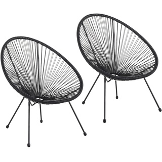 Albatros Acapulco Stuhl 2er Set schwarz – Gartenstuhl oder Balkon-Sessel im Ikonischen Design – Ergonomisch & bis 120 kg belastbar - Lounge Sessel Outdoor oder Indoor, Relaxsessel