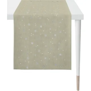 Tischläufer APELT "9600 CHRISTMAS ELEGANCE, Weihnachtsdeko, Weihnachten", grau (taupe, silberfarben), B:46cm L:135cm, Polyester, Viskose, Tischdecken, Lurex-Jacquardgewebe