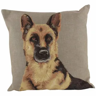 Mars & More Dekokissen Mars & More Gobelin Kissen Deutscher Schäferhund ca. 45x45cm braun