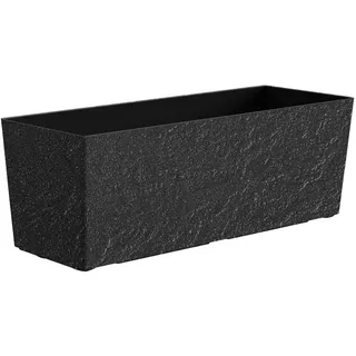 Dehner Blumenkasten Pflanzkasten Stone, Naturstein-Optik, verschiedene Größen, Kunststoff, mit integriertem Hydro-Power-Selbstbewässerungssystem schwarz 74,5 cm x 19 cm x 19 cm