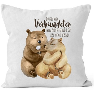 MoonWorks Dekokissen Kissen-Bezug Du bist mein Verbündeter Bären Pärchen Geschenk Liebe Spruch Liebesspruch Kissen-Hülle MoonWorks® weiß