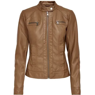 Only Kunstlederjacke Bandit Stehkragen Biker-Style cognac 34