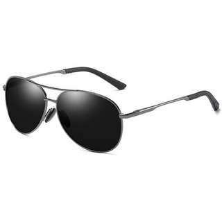 FIDDY Sonnenbrille Polarisierte Sonnenbrille Damen Herren Polarisierte Pilotenbrille (1-St) grau|schwarz
