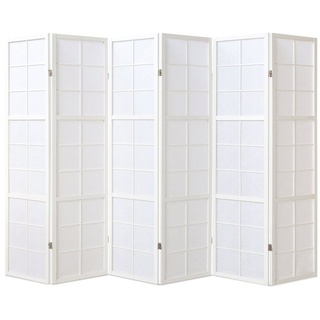 Homestyle4u Paravent Raumteiler Shoji Weiß Holz Sichtschutz Indoor, 6-teilig weiß