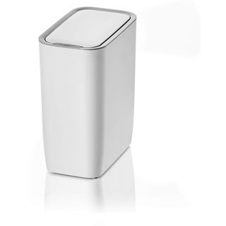 AMARE Automatischer Sensor Kosmetikeimer, Mülleimer mit 9 L Volumen, oval in Weiß, 30,5 x 25 x 15,5 cm, Polypropylen, ABS