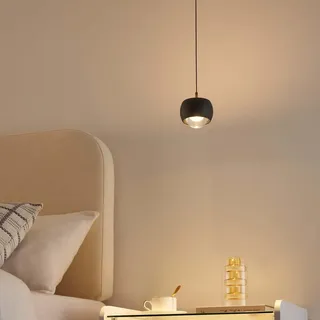 Kosilum – kleine Hängeleuchte, schwarz, dimmbar, schlichtes Design aus Metall – Finn – Licht warmweiß Beleuchtung Wohnzimmer Schlafzimmer Küche Flur – 12 W – 1046 lm – integrierte LED – IP20