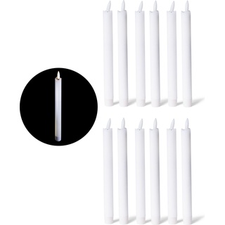 Novaliv, LED Kerzen, LED Stabkerze mit Timerfunktion 12er Set - Weiße Stabkerze LED bewegliche Flamme Timer - 20cm Höhe (12 x)