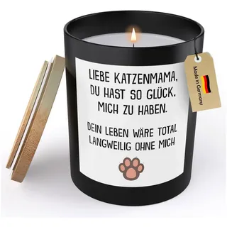 22Feels Duftkerze Deko Katzenmama Geschenk Frauchen Katze Frauen Katzenliebe Couch Kater, MADE IN GERMANY, Europäisches Sojawachs, Handgegossen schwarz