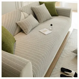 TUWENA Sofahusse Sofa Überzug, Sofaschoner rutschfest,Waschbar Sofabezug L Form Ecksofa grau|silberfarben