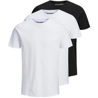 Jack & Jones Herren Rundhals T-Shirt JJEORGANIC BASIC 3er PACK - Slim Fit Slim Fit Schwarz 2Weiß 1Schwarz 12191759 L