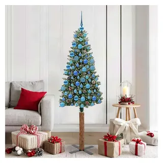 vidaXL Schlanker Weihnachtsbaum mit 300 LEDs Grün 180 cm