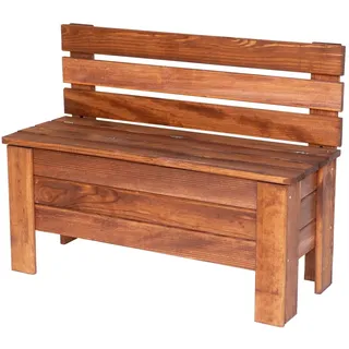STOLMAK Gartenbox 71x54x29 cm Braun Kiefernholz Massiv Auflagenbox Kissenbox Gartentruhe Holztruhe Aufbewahrungsbox Truhe Kiste Gartenmöbel 111 l
