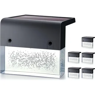 Solar LED Treppenleuchten 6er-Pack – 2 Modi, Acryl-Blasen, Warmweiß/Farbwechselnd – Ideal für Treppen, Geländer & Terrassen
