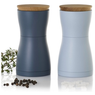 AdHoc Salz-/Pfeffermühle Set aus 2 Gewürzmühlen TWIN manuell, (2 Stück), Hochwertiges Keramik-Mahlwerk, modernes Design blau AdHoc Entwicklung und Vertrieb GmbH